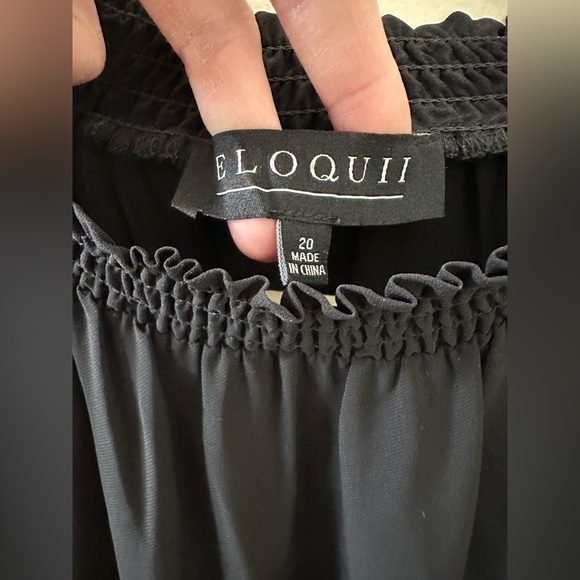 Eloquii ✨ Black Semi-Sheer Long Balloon Sleeve Top Size 20 - Picture 4 of 4